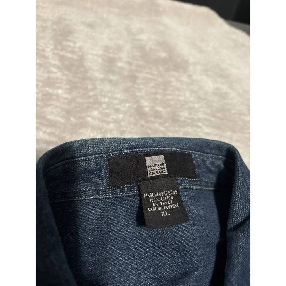 Marithe Francois Girbaud Men's Blue Button‎ Down Denim Shirt Size XL